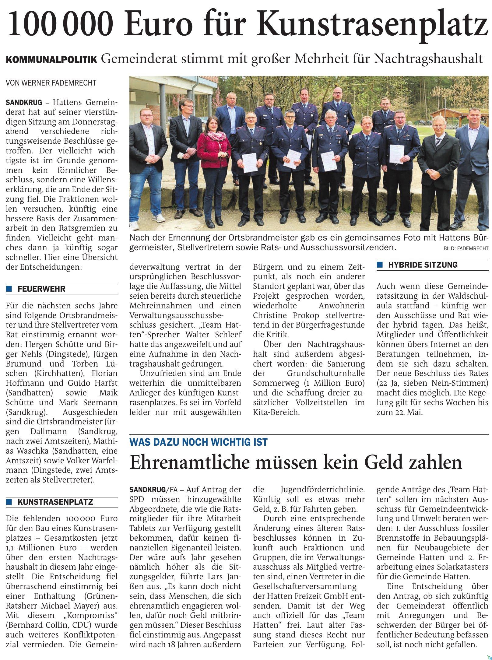 100.000.- Euro für den Kunstrasenplatz