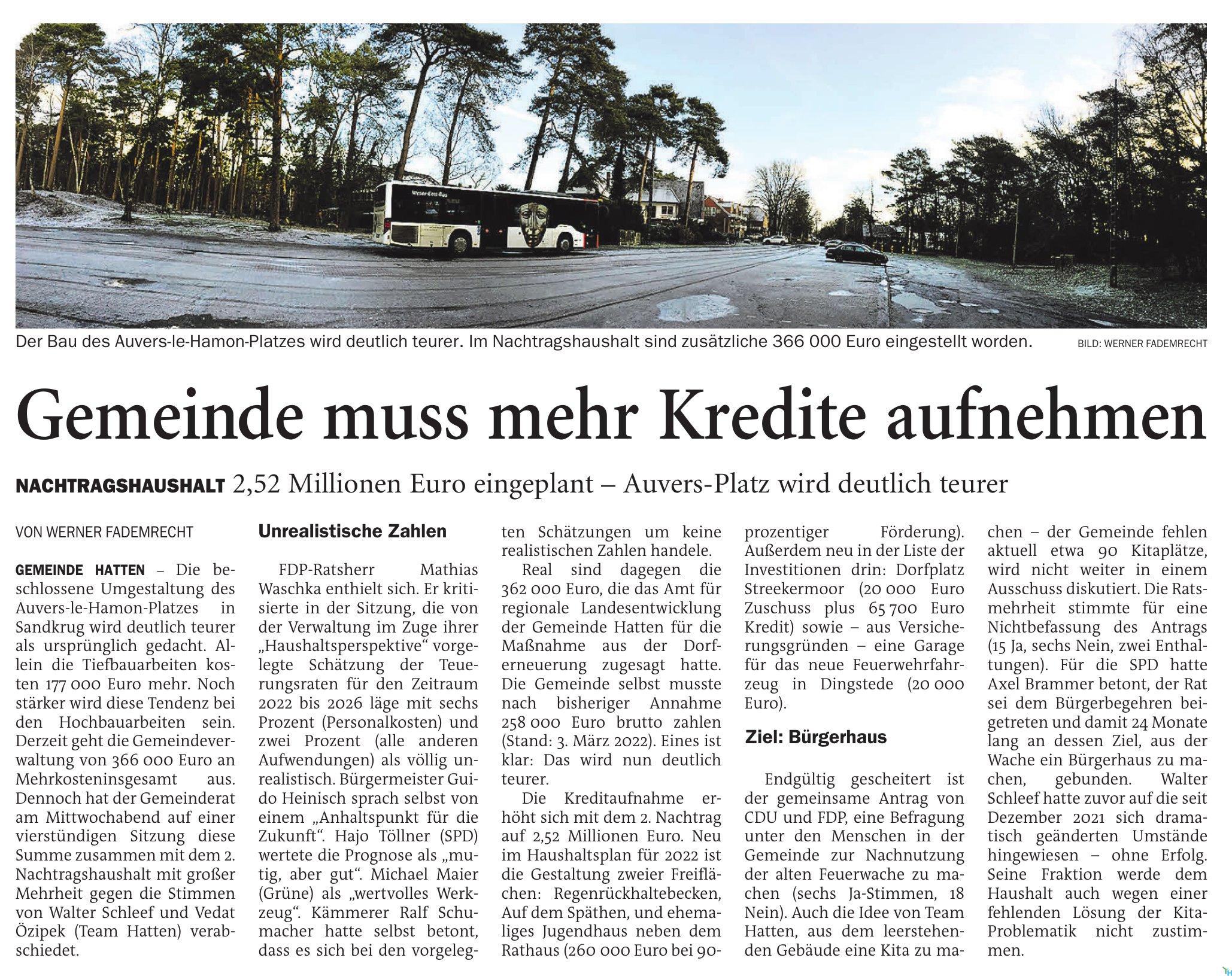 Gemeinde muss mehr Kredite aufnehmen