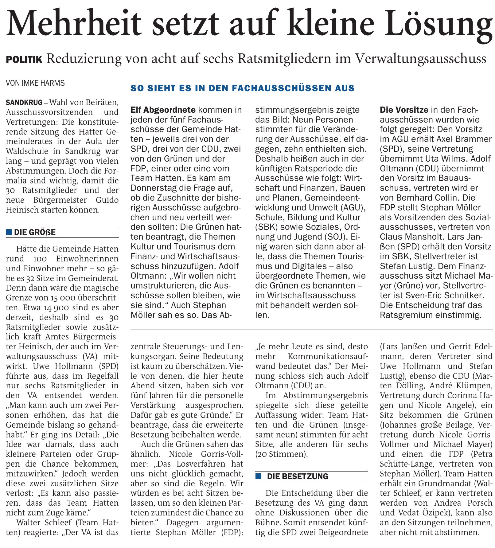 Mehrheit setzt auf kleine Lösung