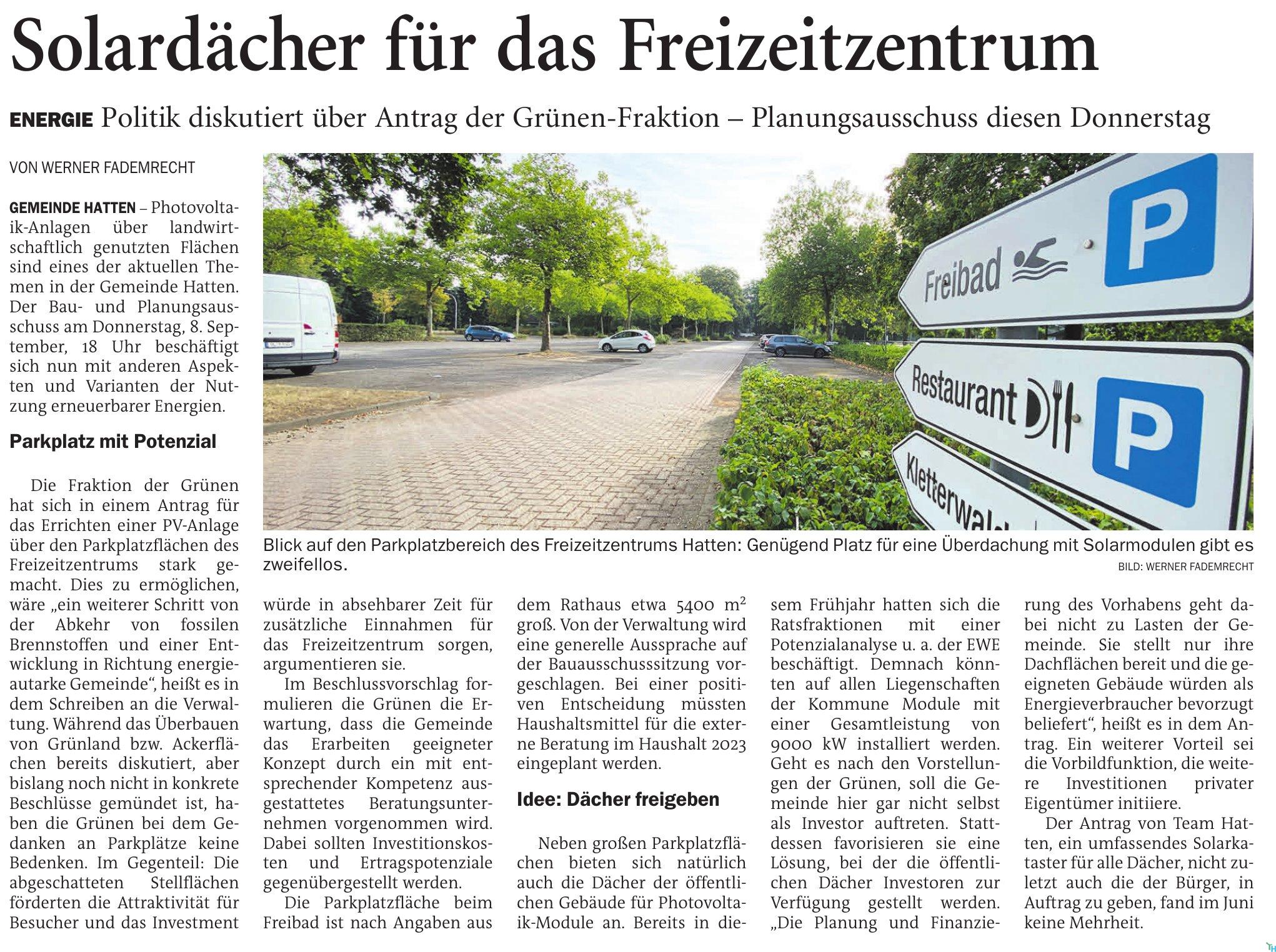 Solardächer für das Freizeitzentrum