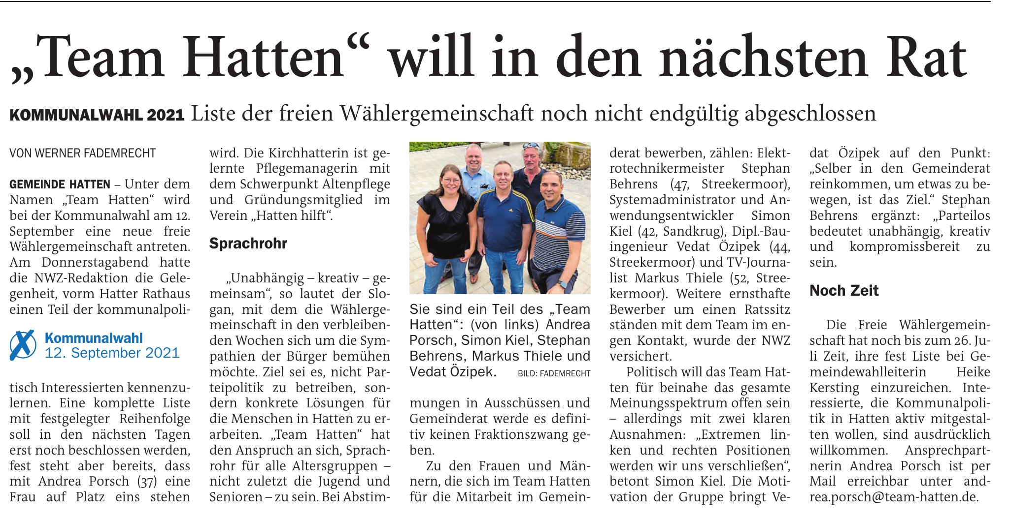 "Team Hatten" will in den nächsten Rat