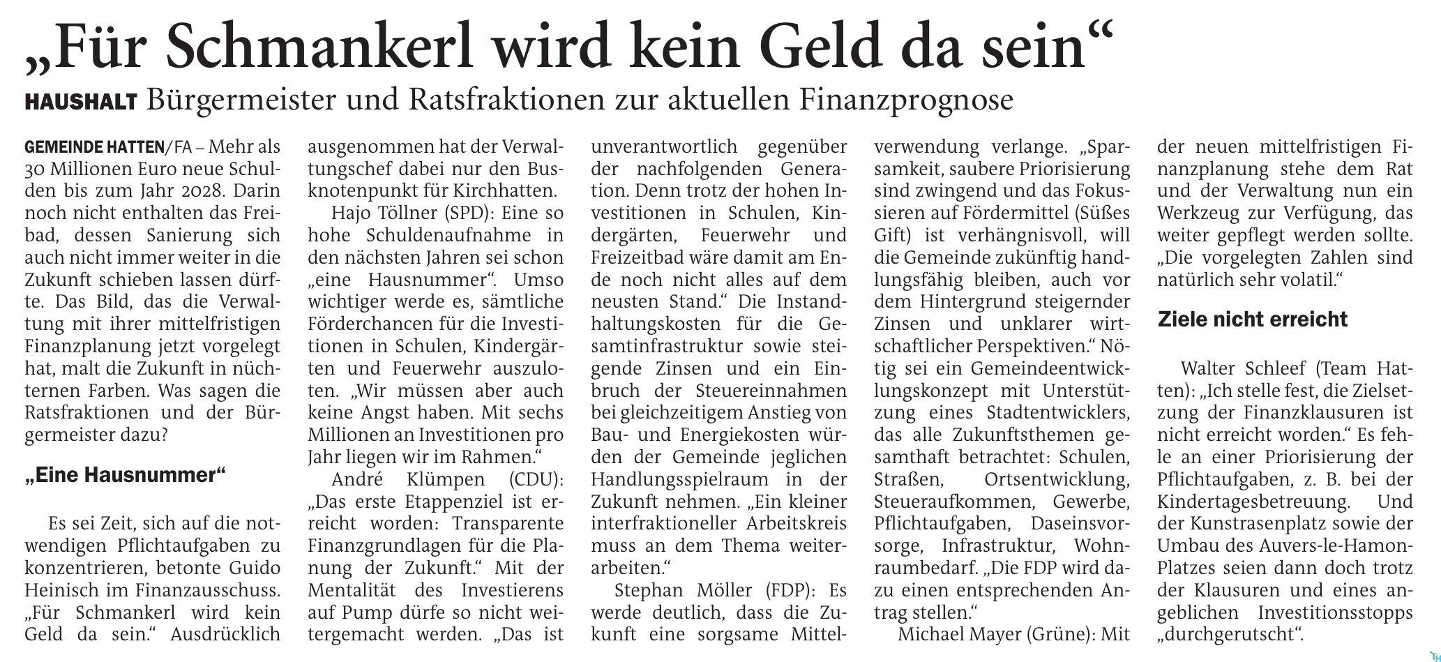 Für Schmankerl wird kein Geld da sein