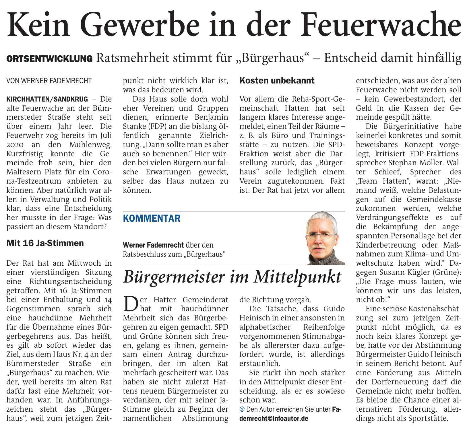 Kein Gewerbe in der Feuerwache