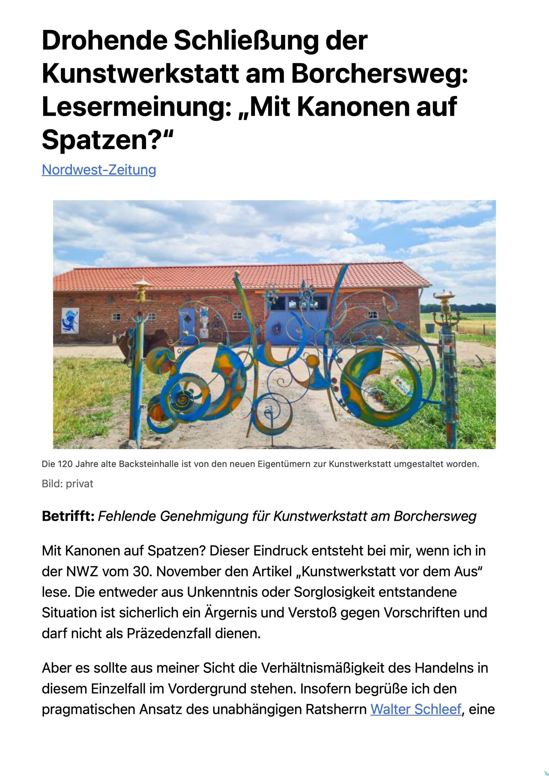 Lesermeinung: „Mit Kanonen auf Spatzen?“