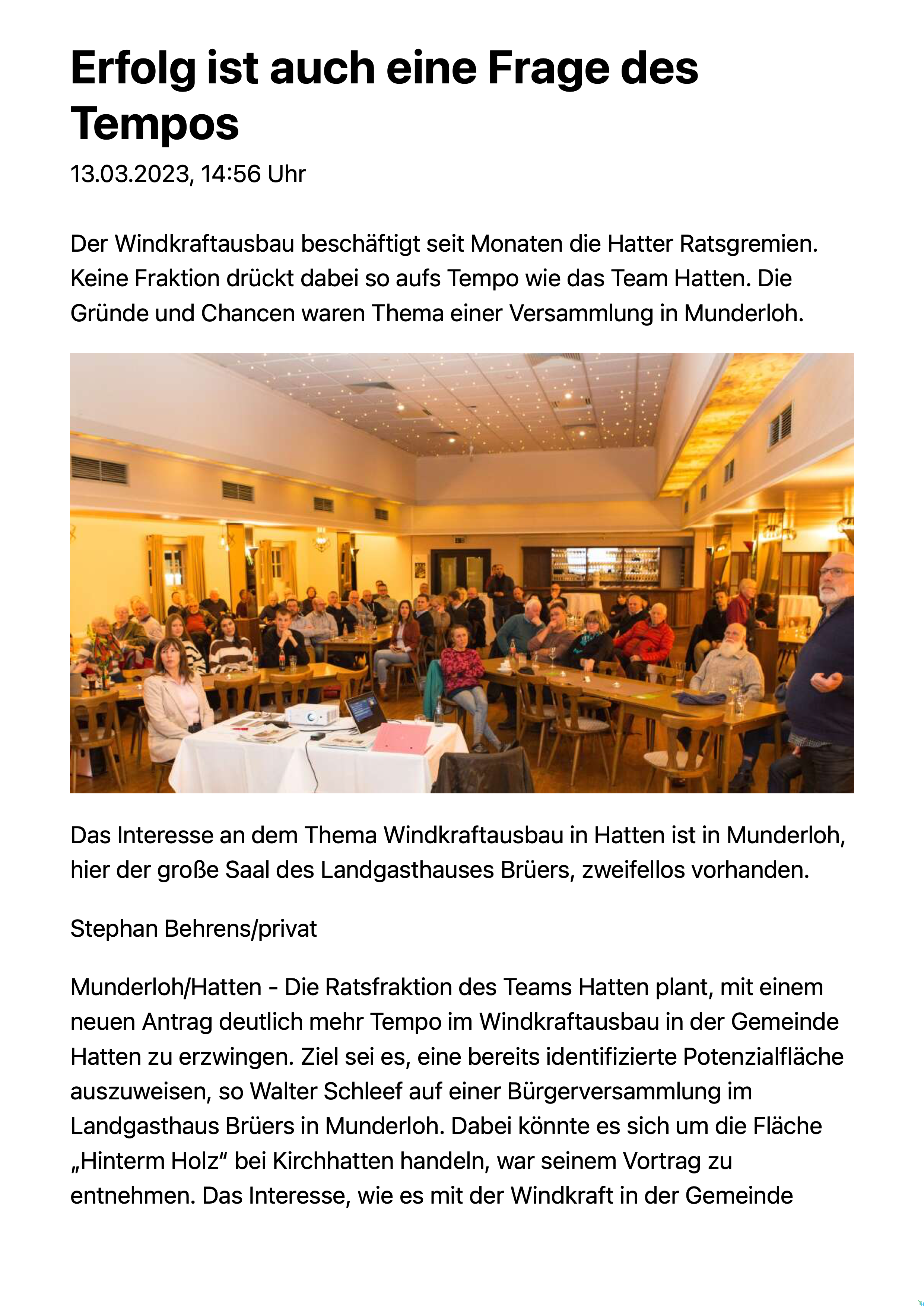 Erfolg ist auch eine Frage des Tempos