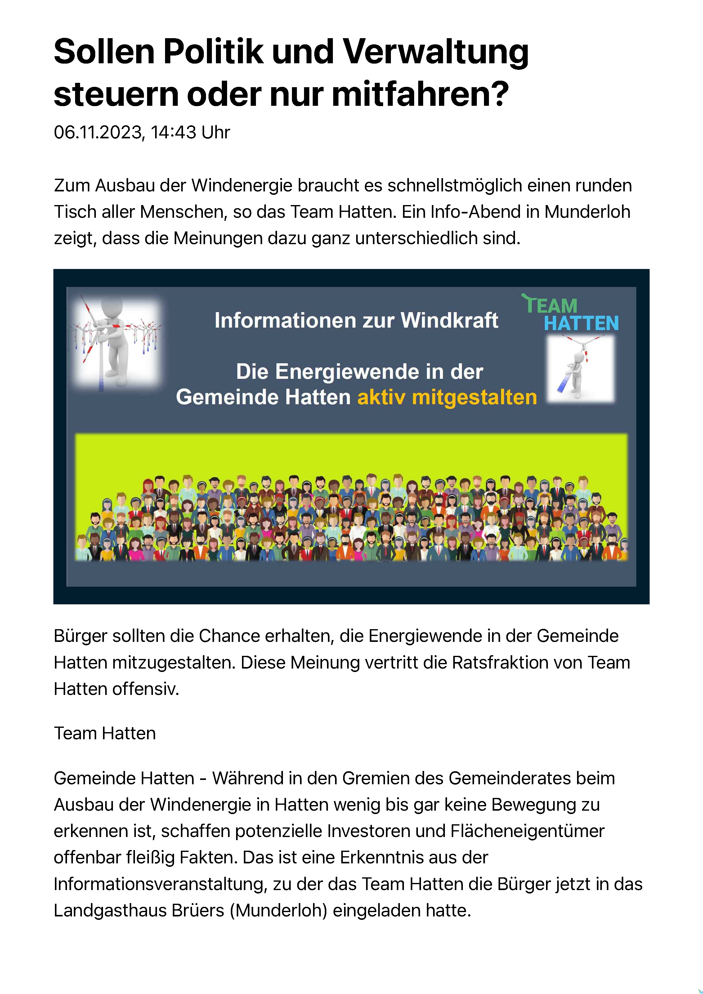 06.11.2023 Sollen Politik und Verwaltung steuern oder nur mitfahren?